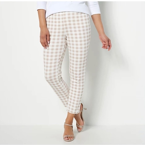 NWOT Isaac Mizrahi Gingham Pull-on Jean - Picture 1 of 15